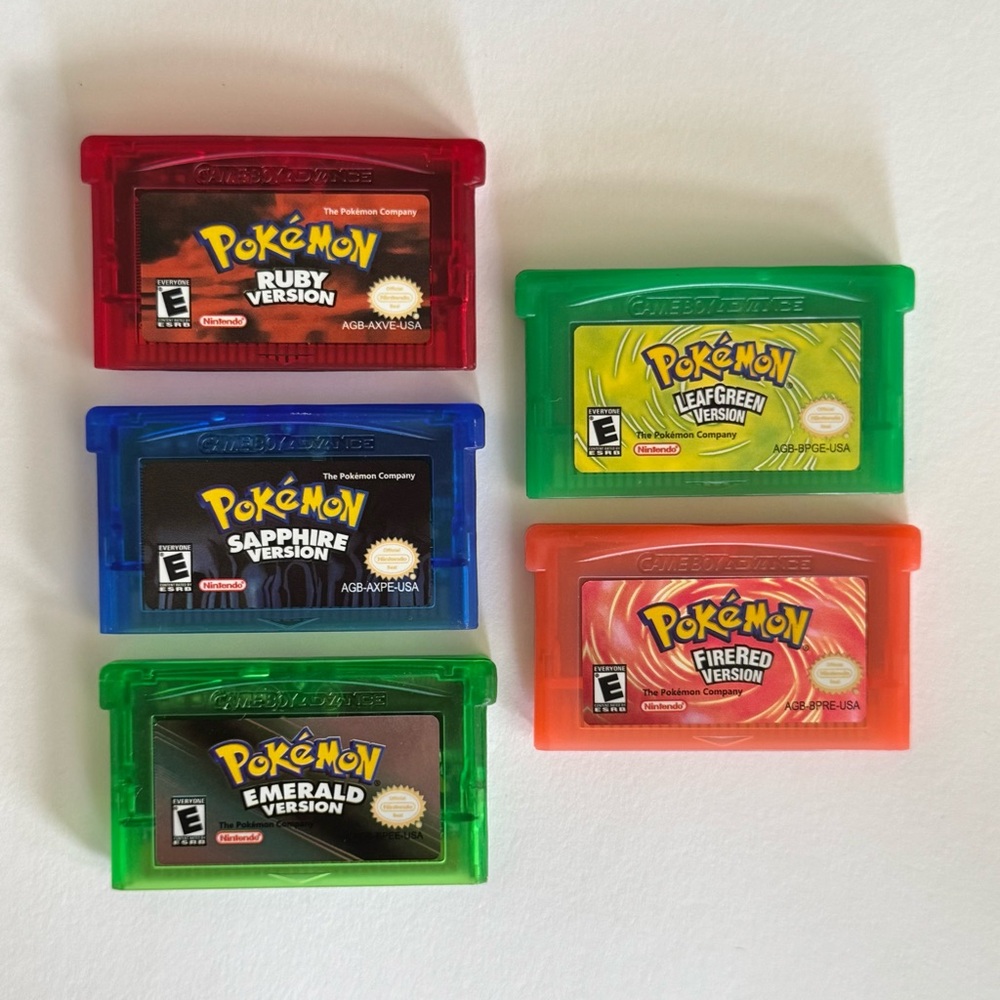Pokemon GBA Set - Fire Red, Leaf Green, Ruby, Sapphire, Emerald Game Boy Advance